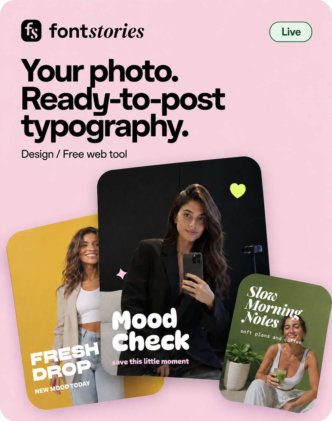 FontStories product card showing share-ready story designs